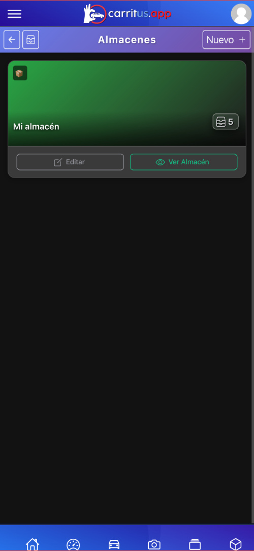 Sistema de almacenes en Carritus