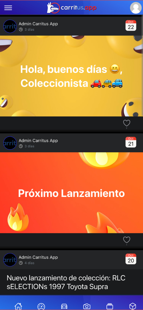 Pantalla de inicio de Carritus